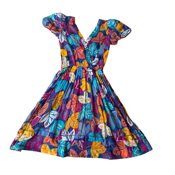 Vintage | Bright Floral V-Neck Sheer Dress | Size Small - Picture 5 of 9